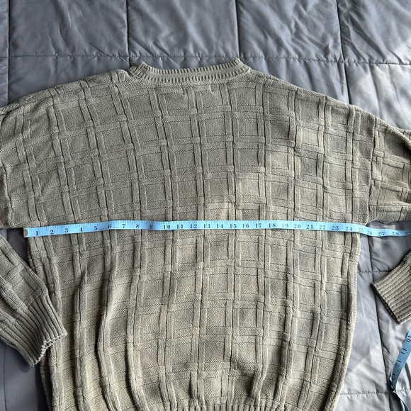 Vintage Olive green Knit square design Sweater Large - Picture 4 of 6